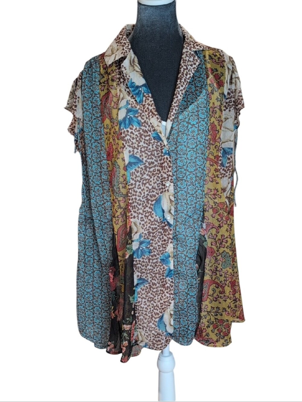 Free People Toni Printed Mini Dress 2 Piece Sheer Size XS *Please Read